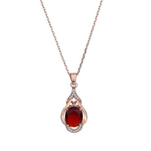 Load image into Gallery viewer, Women's Korean-style Red Tourmaline Colored Gemstone Pendant Necklace