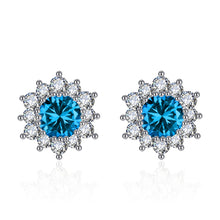 Load image into Gallery viewer, Elegant Full-diamond Snowflake Stud Earrings Pendant Necklace And Ring Jewelry Set