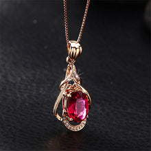Load image into Gallery viewer, Women's Korean-style Red Tourmaline Colored Gemstone Pendant Necklace